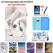 Чехол для Samsung Galaxy Tab A 8,0 SM-T290 SM-T295 T295 T297 чехол для планшета с мультяшным котом из искусственной кожи+ подарок