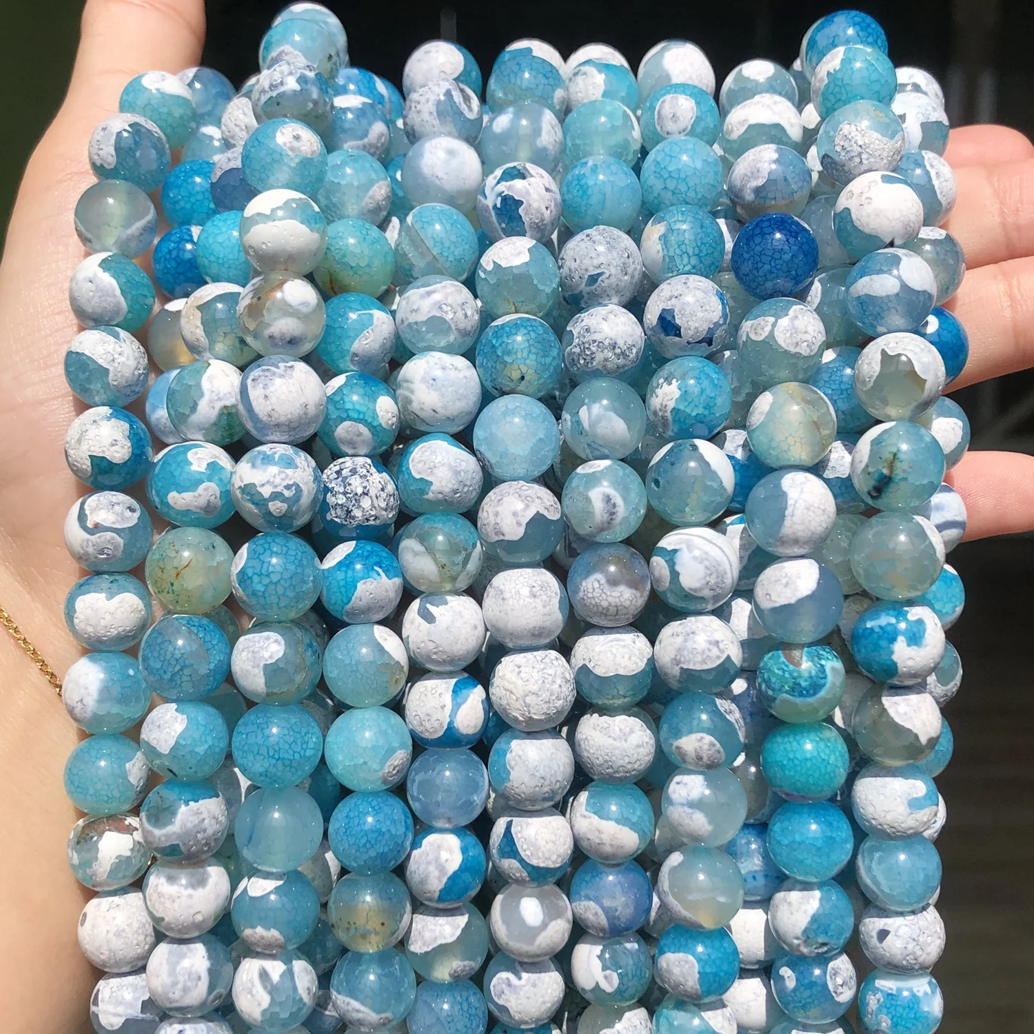 15'' Strand Blue Turquoise Gemstone Spacer Loose Beads For Bracelet Gift DIY aa 