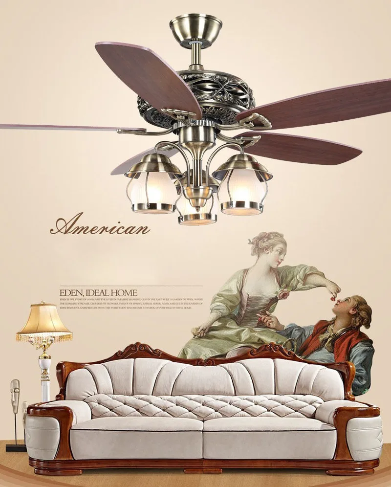 Ceiling Fan Light Wood Leaf Decoration Ceiling Fan With Light