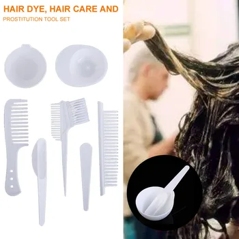 

7pcs/set Hair Dyeing Tool Home Comb Brush Styling Portable Coloring Highlights ABS Professional Dye Bowl Tint DIY Salon