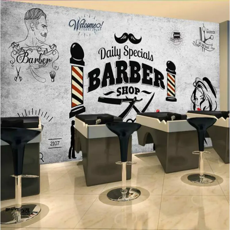 Фон для парикмахерской в стиле ретро, настенная бумага для парикмахерского магазина, фон для декора стен, современная настенная бумага, 3D настенная бумага