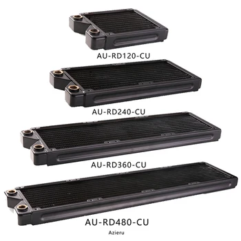 Bykski Copper PC Radiator 28MM Thick 120/240/360/480mm 10 Waterways Thin Water Cooling Row Water Cooler Heatsink For 12CM Fan 1