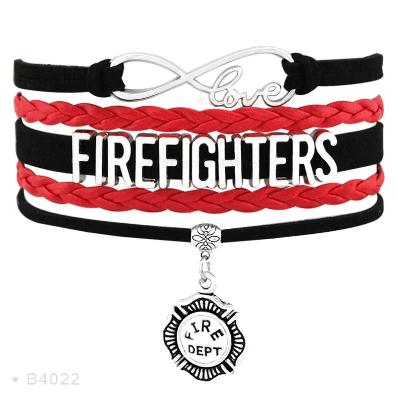 Infinity Love Firemen Fireman Firefighters Fire Fighters Wife Mom Red Black Firefighter  Bracelets For Women - Bracelets - AliExpress