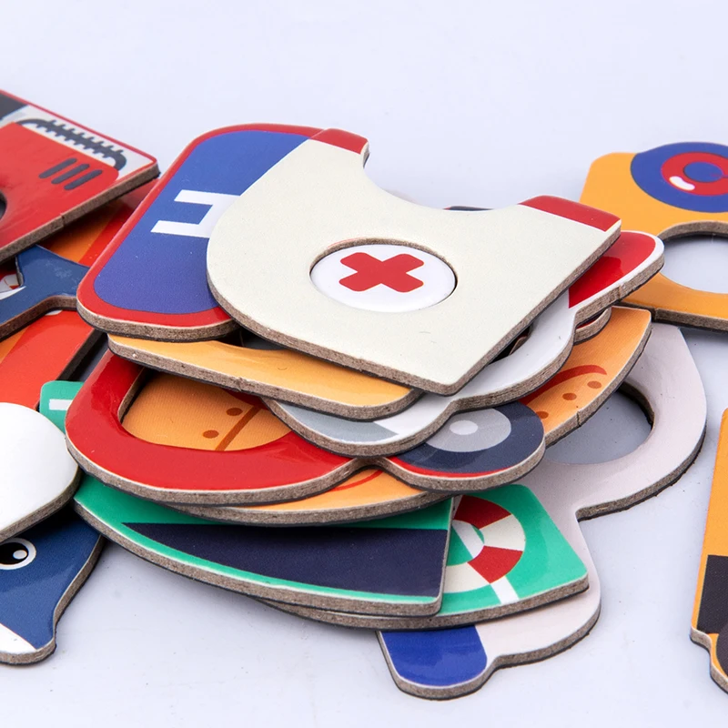 2020 New Children's Early Education Wooden Jigsaw Puzzle Dressing Change / Traffic Magnetic Drawing Board Cognitive Game Free Sh 5
