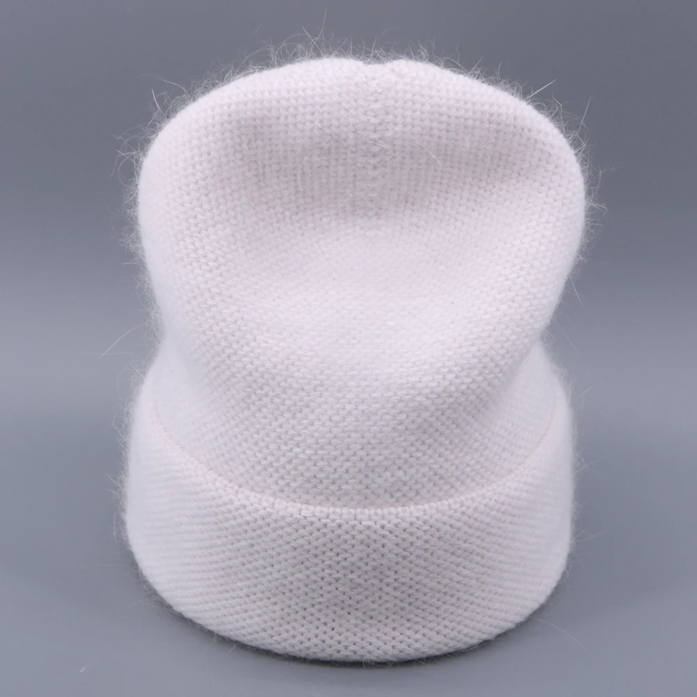 Зимняя вязаная шапка Skullies из кроличьего меха в винтажном стиле для женщин, женские шапки бини, одноцветные теплые женские Лыжные шапки Gorro для девушек, стиль