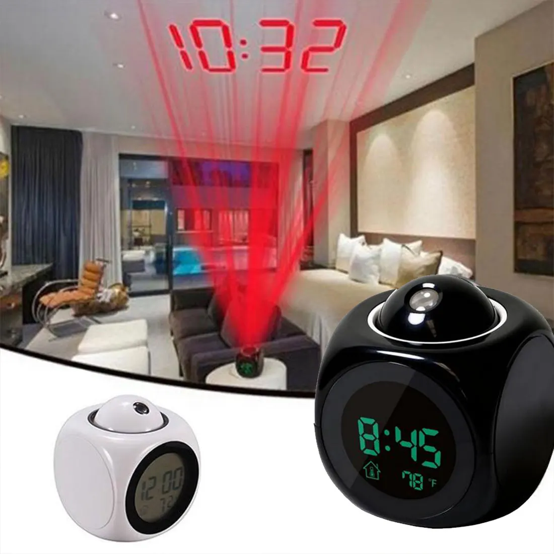 LCD Voice Projection Talking Alarm Clock Backlight Electronic Digital