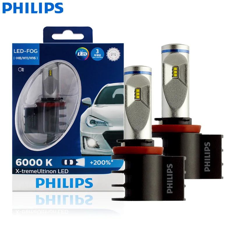 Philips X-treme Led H8 H11 H16 12v 12834unix2 6000k Car Led Fog Lamps Auto Headlight +200% More Bright Pack) - Fog Light Bulbs - AliExpress