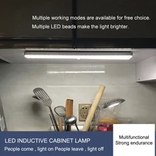 USB Перезаряжаемый 38/68 светодиодный светильник под шкаф с датчиком движения, Ночной светильник для шкафа, шкаф для кухни