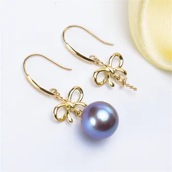 

G18K Gold Earring Hooks with Eyepin Bead Caps, Yellow Karat Gold Solid 18ct oro French Earwire Dangle Pearl Earrings