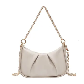 

#Free Shipping#2020 New In Women Bag Wrinkle Solid Chain Bag Fashion Ins Popular Lady Sling Bag