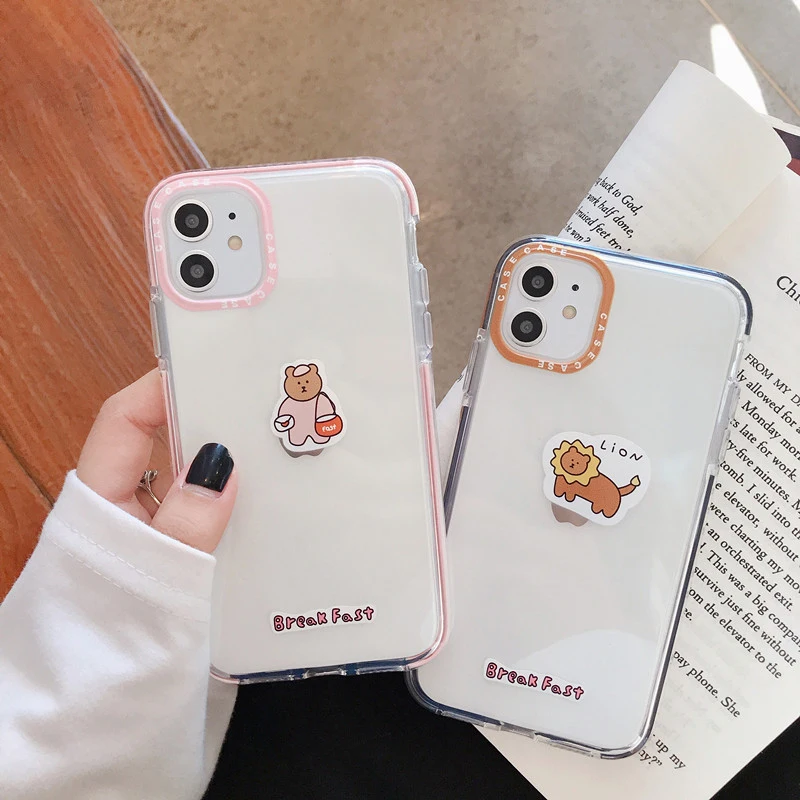 Милый корейский цветной бампер-чехол для телефона с изображением Льва iPhone 11 Pro XS