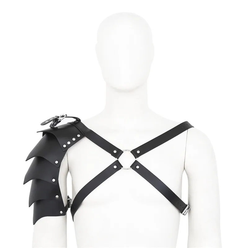 BDSM Men Sexy Chest Harness Leather Fetish Adjustable Male Harness with Single Shoulder Strap Exotic Top Tanks for Erotic Men