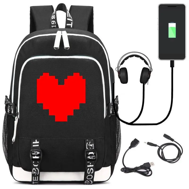 04 Рюкзак для ноутбука Undertale Sans, школьные сумки, сумка для книг, USB интерфейс зарядки, сумка для путешествий, сумки для работы и отдыха - Цвет: 04