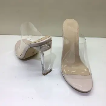 

2019 Toe Crystal With Coarse High With Transparent Temperament Woman Cool Slipper