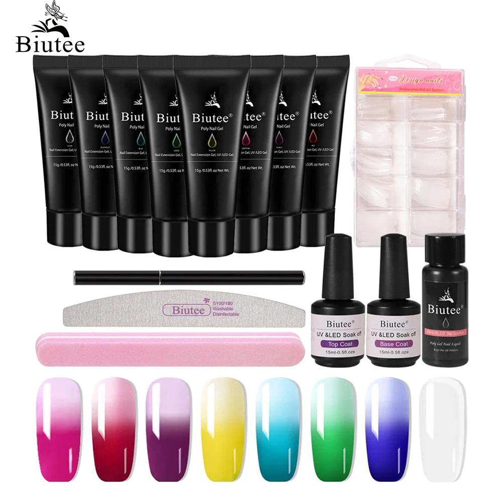

BIUTEE 15ml Nail Extension Gel Builder Gel Kit Color Changing Solution Beginner Poly Nail Enhancement Biutee Poly gel Nail Set