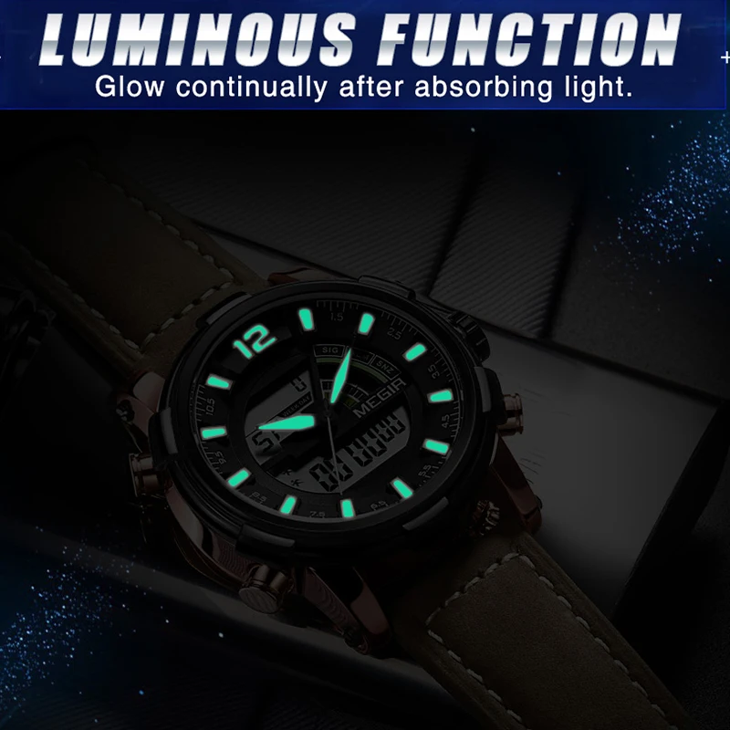 MEGIR Dual Display Men Military Sport Watches Men's Digital Analog Quartz Wrist Watch Clock Hour Re