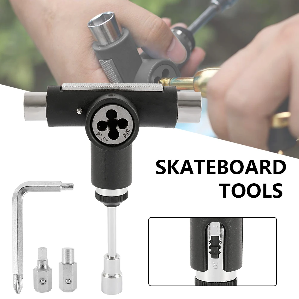 Skateboard Repair Tools Kit Multifunctional Skateboards Wrench Skate Board T-shape Semi-automatic Roller Skate Heavy Duty Wrench