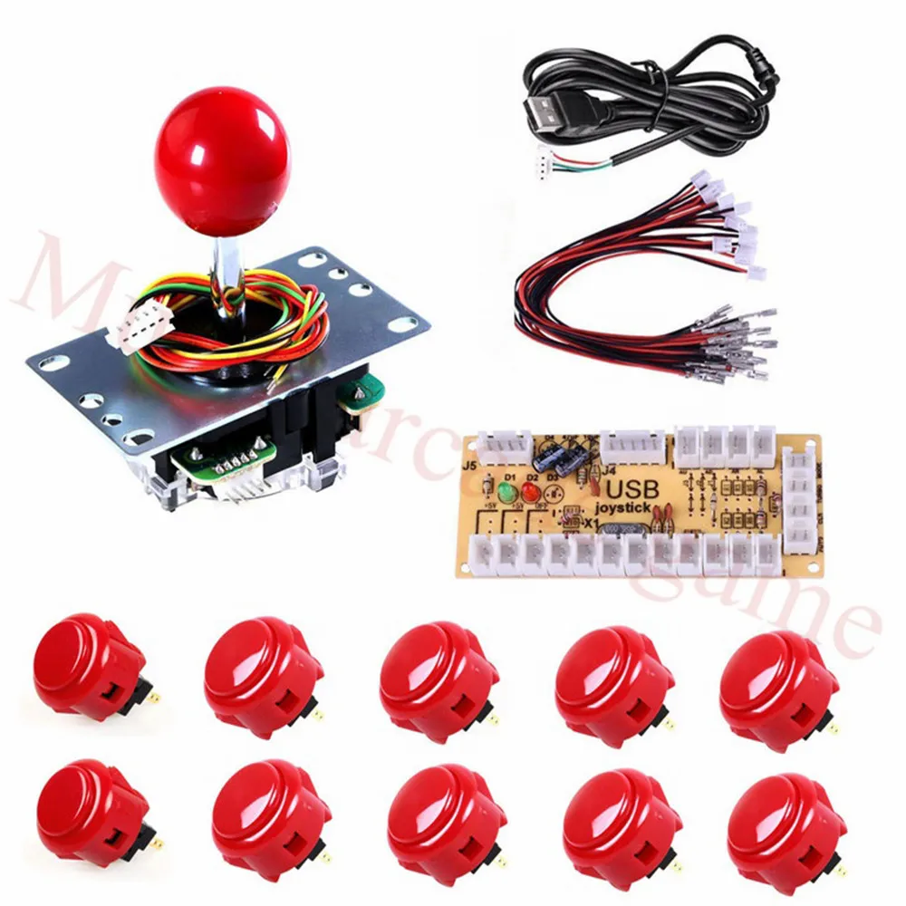 

1 Player DIY Arcade Kit Zero Delay USB Encoder PC + JLF-TP-8YT Japan Sanwa Joystick+OBSF-30/OBSF-24 Sanwa Buttons For Mame Parts