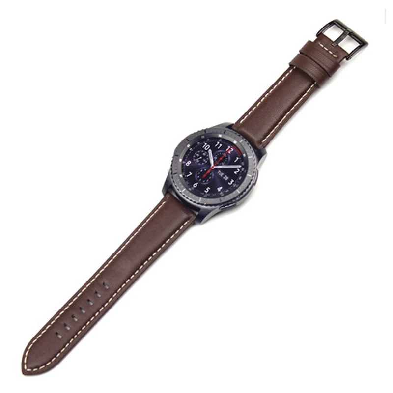 B-Dark brown Gear s4 s3 Frontier ремешок для samsung Galaxy Watch 46 мм 22 мм кожаный браслет correa huawei часы GT ремешок 46 amazfit bip 47 44 - Цвет ремешка: B-Dark brown