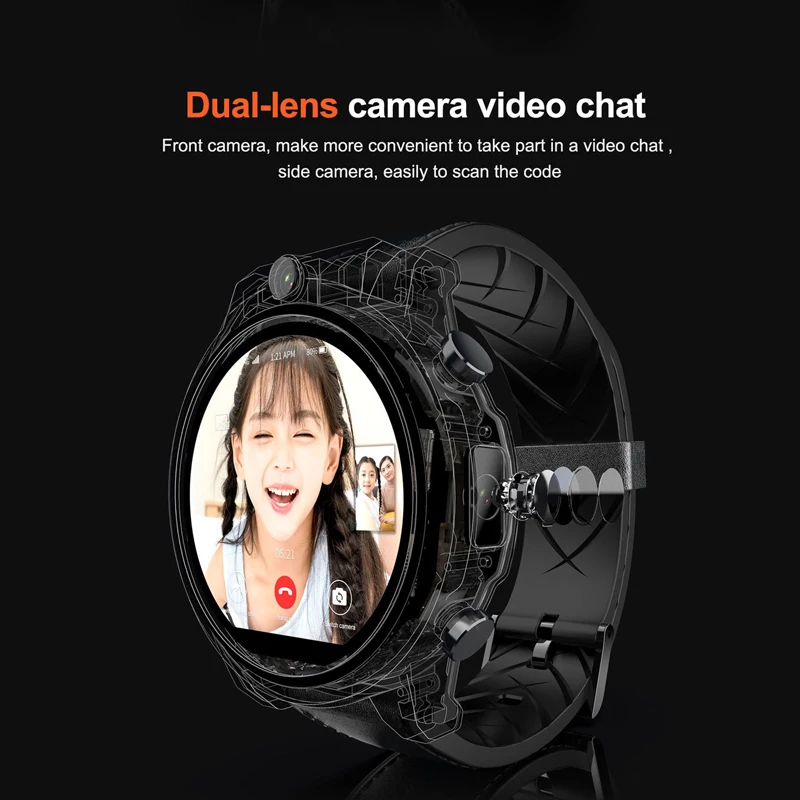 MOKA smart watch android 7.1 men Dual camera WIFI App download GPS Navigation 3GB+32GB 1.6 inch SIM card sports smartwatch 4g