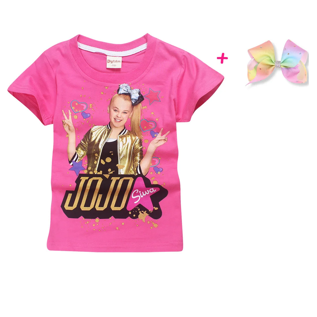 Детская летняя футболка; Одежда для мальчиков и девочек; jojo siwa; футболка с короткими рукавами; детская хлопковая Футболка с героями мультфильмов; топы; фиолетовые футболки - Цвет: S8356-red