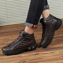 Мужская обувь из натуральной кожи для пеших прогулок; теплые зимние ботинки; мужские рабочие ботинки; уличные спортивные кроссовки; мужские кожаные кроссовки