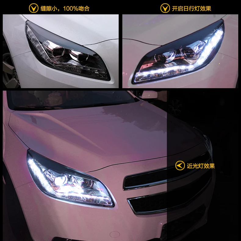 Автомобильные фары для Chevrolet Malibu фары 2012- светодиодный DRL ходовые огни биксеноновые фары Противотуманные фары с ангельскими глазками