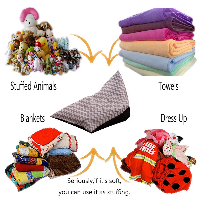 

Kids Storage Bean Bag Stuffed Animal Plush Toy Soft Pouch Sofa Chair