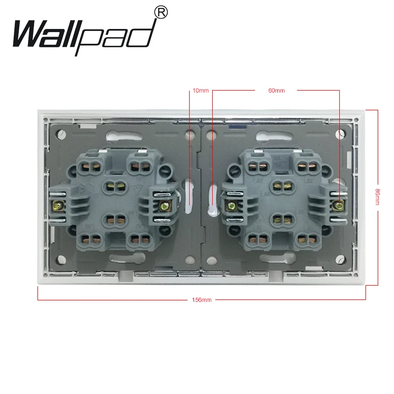 Tanie 2 Gang + 2 Gang Wallpad luksusowe białe szkło Panel standard ue Schuko podwójny przełącznik 4 Gang 2 Way światło przycisk przełącznika z pazury