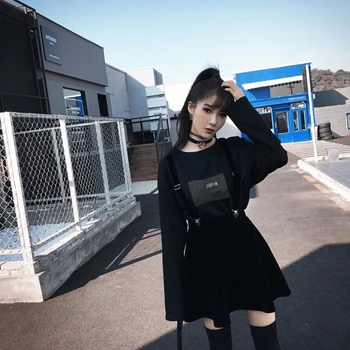 

Women's Gothic Yuansu spring and summer mini skirt Korean short skirt sexy A-line school skirt black 2020