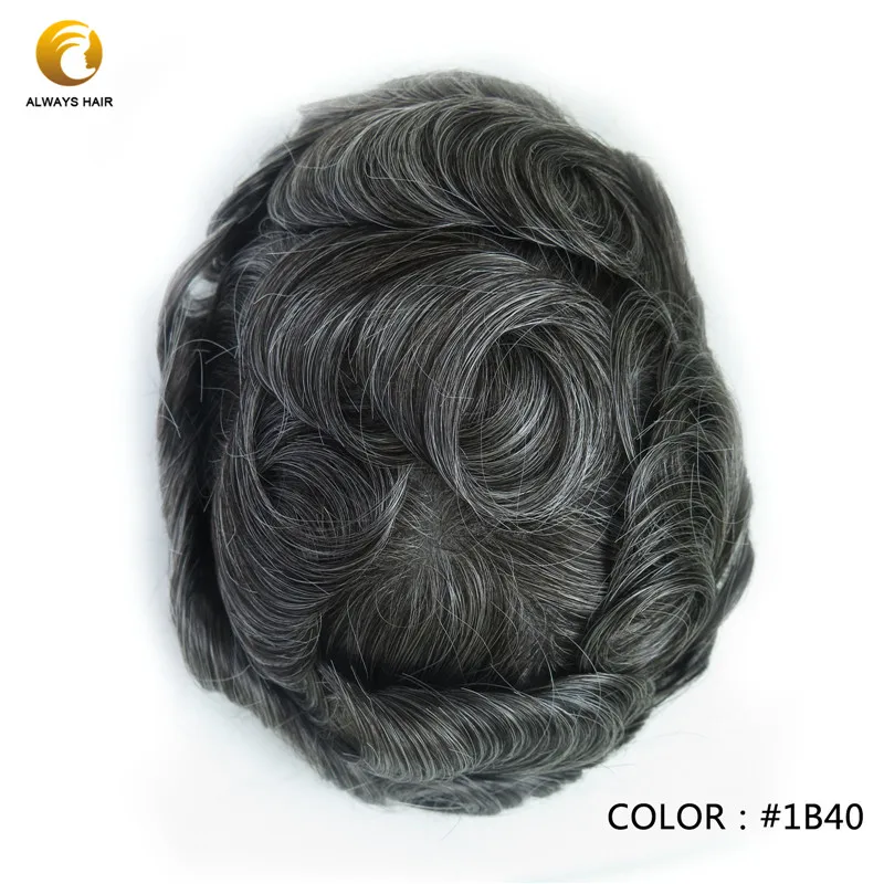 Натуральные волосы 0,08-0,1 мм поликожа парик из тонкой кожи " Свободный стиль индийские человеческие волосы система 120% 30 волнистые волосы - Парик Цвет: 1B40 #