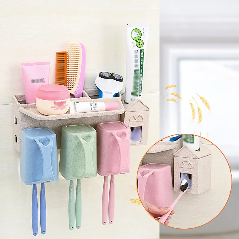 Настенный держатель зубной щетки, набор автоматической зубной пасты, чашка для рта, отделочная стойка для хранения, наборы аксессуаров для ванной комнаты