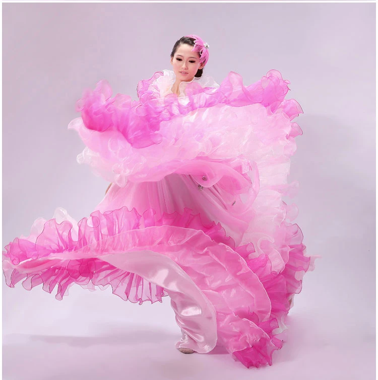 Испанская коррида живота 720 градусов танец платье юбка длинный халат фламенко юбки для девочек Camisa Фламенго платья для женщин девочек - Цвет: 3