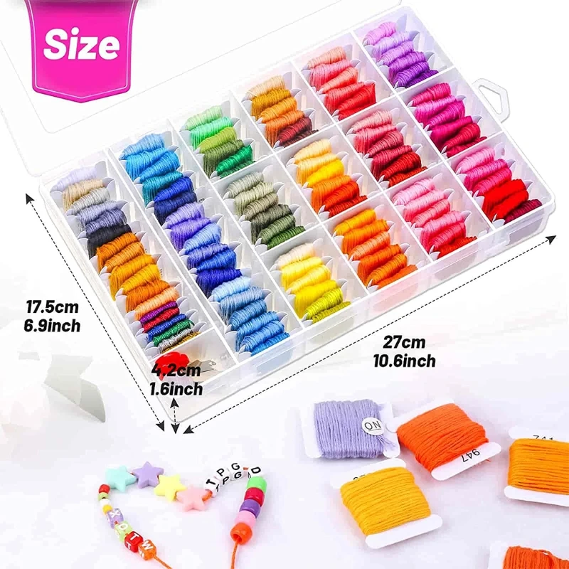 Hilos de punto cruz conjunto de cuerda para hacer pulseras de la amistad,  hilo de bordar con caja de almacenamiento, 145 colores, 108 Uds. -  AliExpress