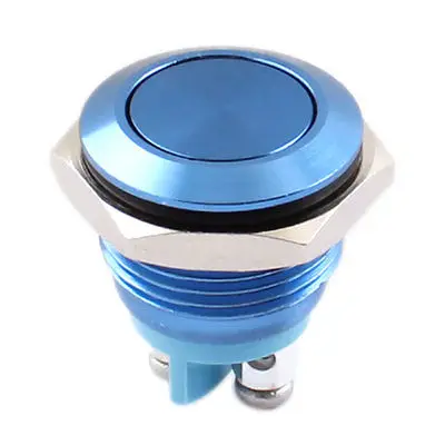 AC250V 3A 16mm Thread SPST Momentary Control Metal Push Button Switch Blue