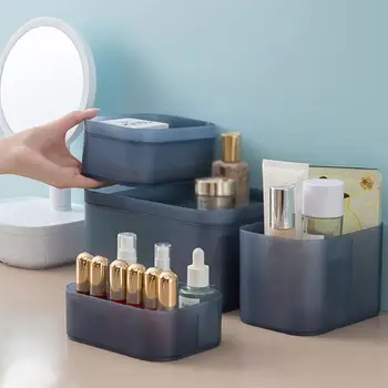 

4PCS Frosted Cosmetic Storage Boxes Multi-Purpose Plastic Organizing Box Frosted Cosmetic Storage Box