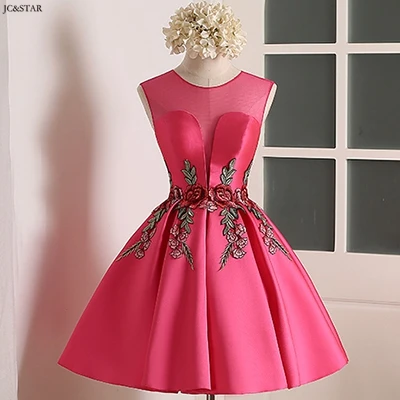 Vestiti eleganti donna cerimonia sera Новое Кружевное атласное платье подружки невесты с вышивкой цвета Алин - Цвет: rose Red