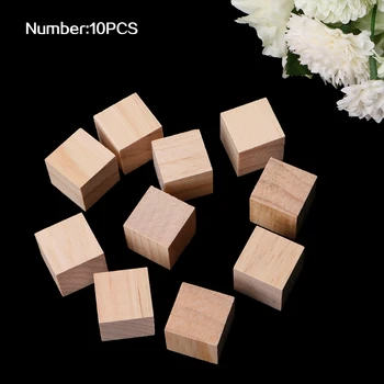 

10/25/25mm Wooden Square Blocks Mini Cubes Embellishment for Woodwork Craft DIY 62KE