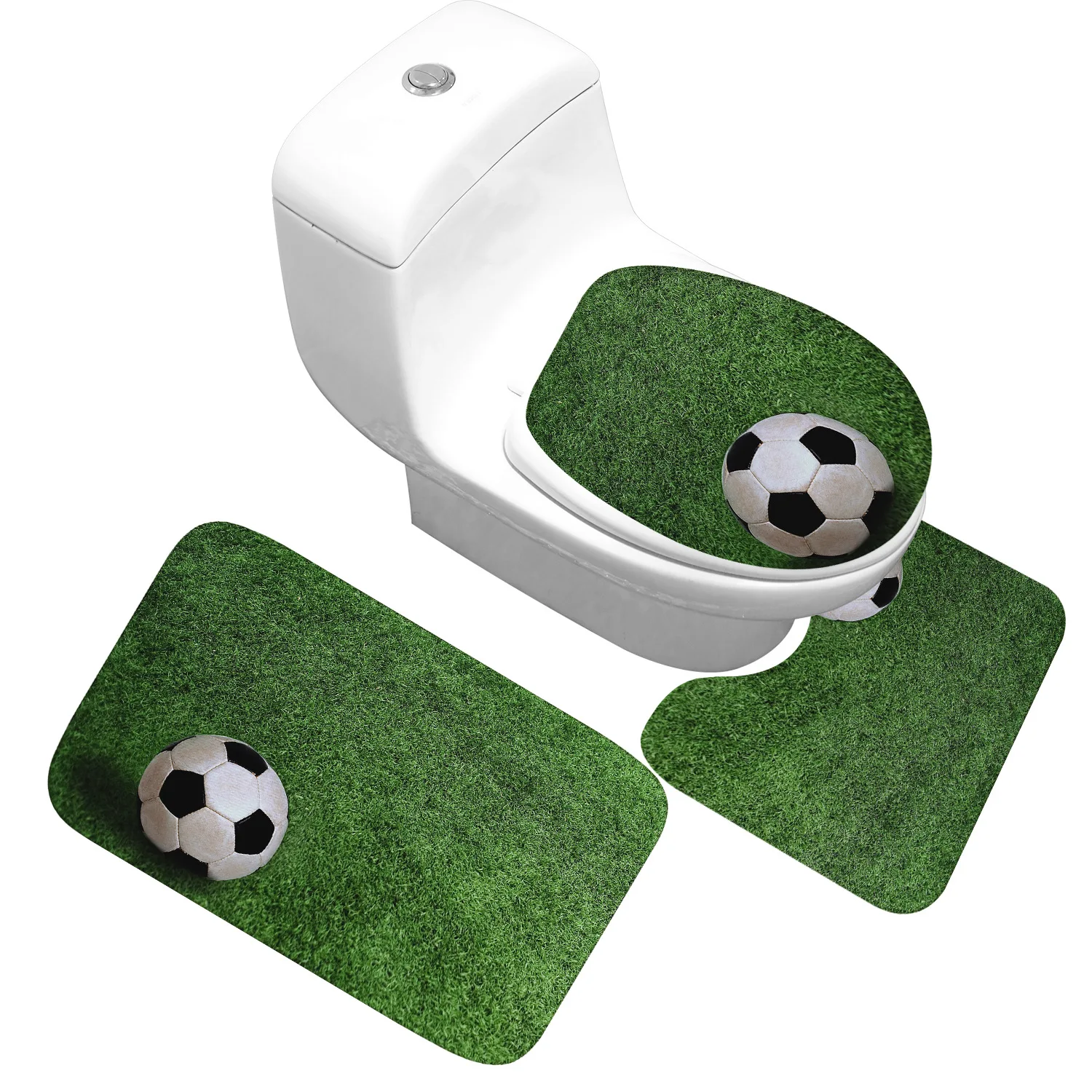 Football 02 Zeegle 3 шт. коврик для ванной комнаты Набор фланелевый Противоскользящий коврик для ванной комнаты ковер для ванной комнаты каменный узор Коврик для туалета ванная комната коврики для ванной - Цвет: Football 02