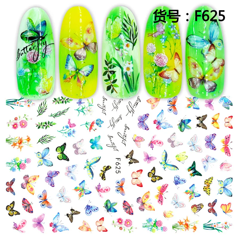 

20 colors Nail Art Deco Ornament Sticker Nail waterproof tape back glue Butterfly Butterfly Rose Series Nail Sticker