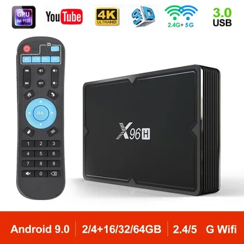 

X96H TV BOX Android 9.0 Smart TV BOX Max 4GB RAM 64GB Quad Core Dual Wifi Youtube 4K Android TV Box Set Top Box