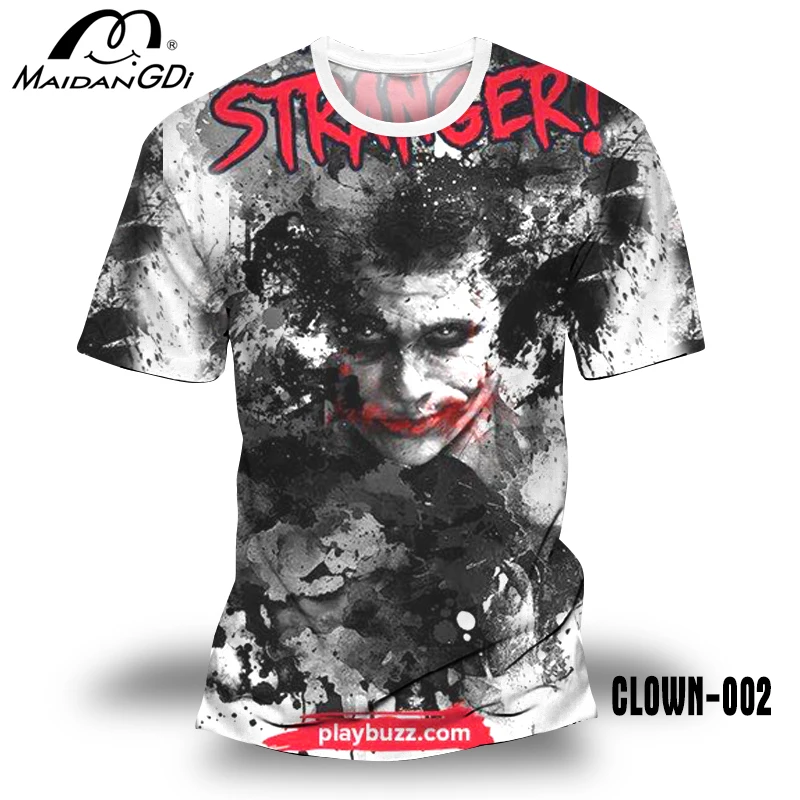 

Maidangdi Summer Clown white Joker 3D Printed T Shirt Men Joker Face Casual Male tshirt Clown Short Sleeve Funny Tops XS-7XL boy