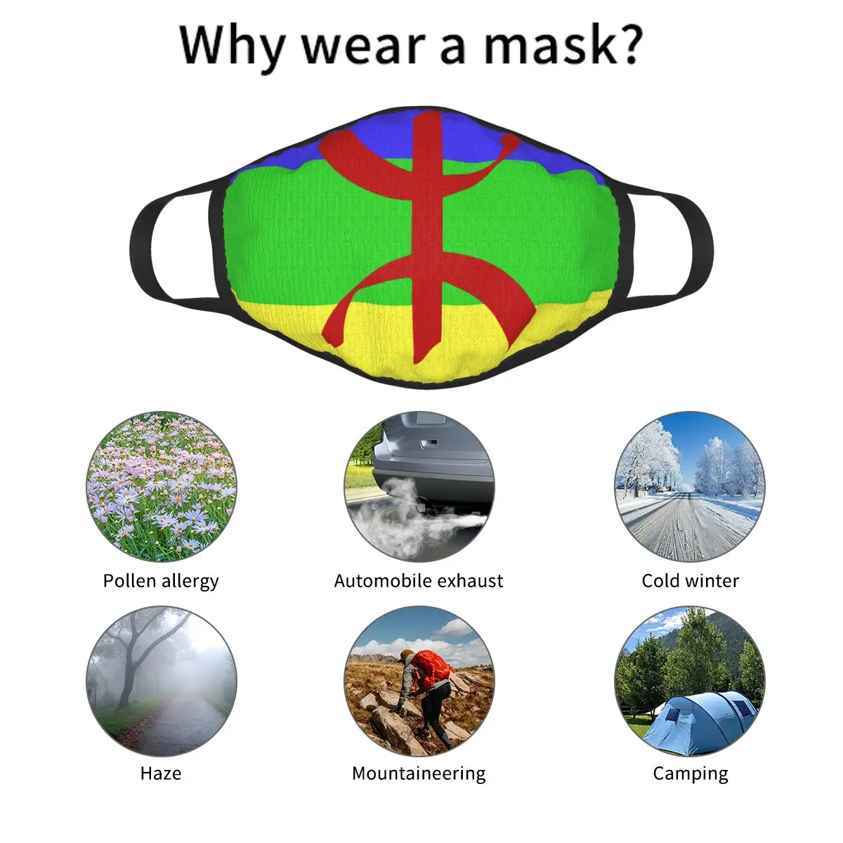 Flag Of Amazigh Reusable Mouth Face Mask Drapeau Amazigh Berber Anti Haze  Mask Protection Mask Respirator Mouth Muffle - Mask - AliExpress