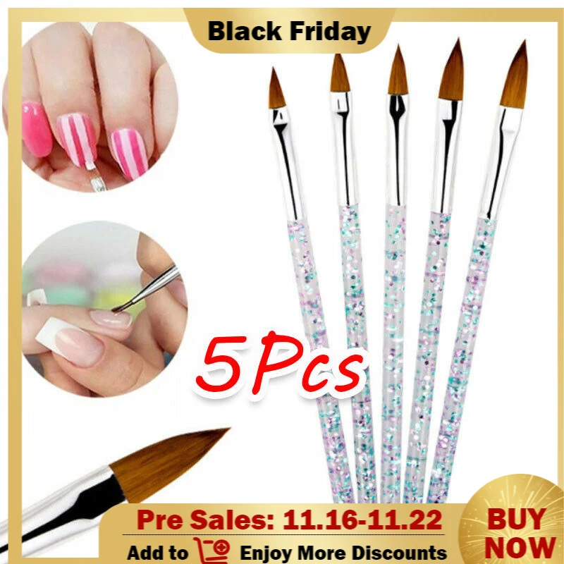 

5pcs/set Professional Nail Art Brushes for Manicure Rhinestone Acrylic Paint Nail Brush UV Gel Carving Glitter Nail Pen