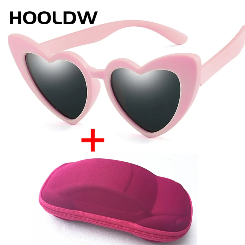 

HOOLDW Polarized Children Sunglasses Heart Shapes Kids Sun Glasses Boys Girls Baby Glasses UV400 TR90 Silicone Safety Eyewear