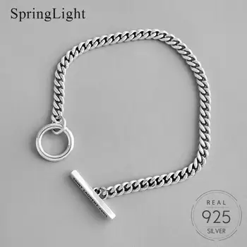 

Springlight New 925 Sterling Silver Bracelet Unisex Simple Geometric Round Circle Chain Bracelet Unique Handmade Fine Jewelry