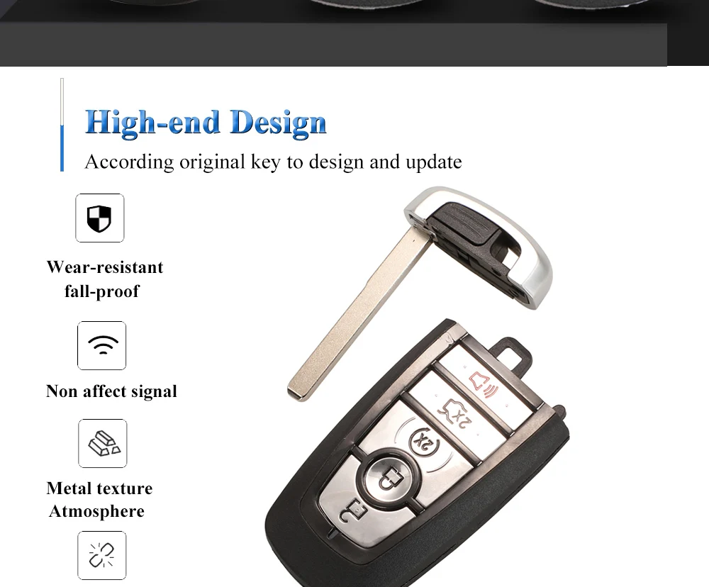 Keyforkess caso chiave dell'automobile per Ford Ranger Fusion Mustang Raptor Explorer F-150 F250 F-350 4/5BTN copertura chiave a distanza Fob Shell - Hfdb3cf75b2824ccab184888571f47676t