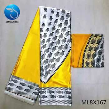 

LIULANZHI Ankara Silk Satin Prints Wax Fabrics 4 yards Colorful African 2 yards Scarf Prints Fabric Sewing Silk Wax ML8X165-180