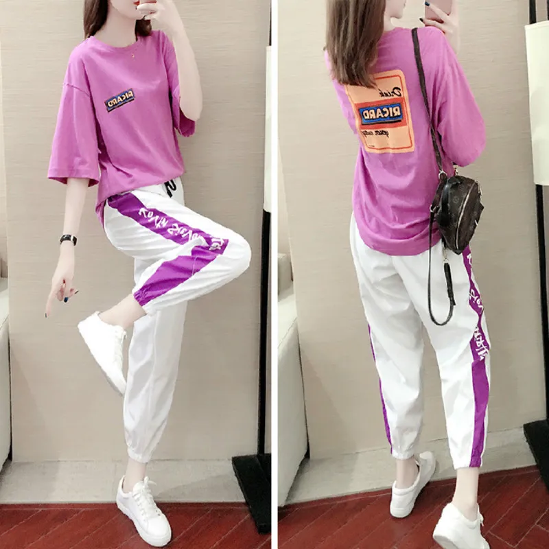

tracksuit for women Short sleeve suit women 2020 summer new net red Korean version loose temperament leisure two piece set