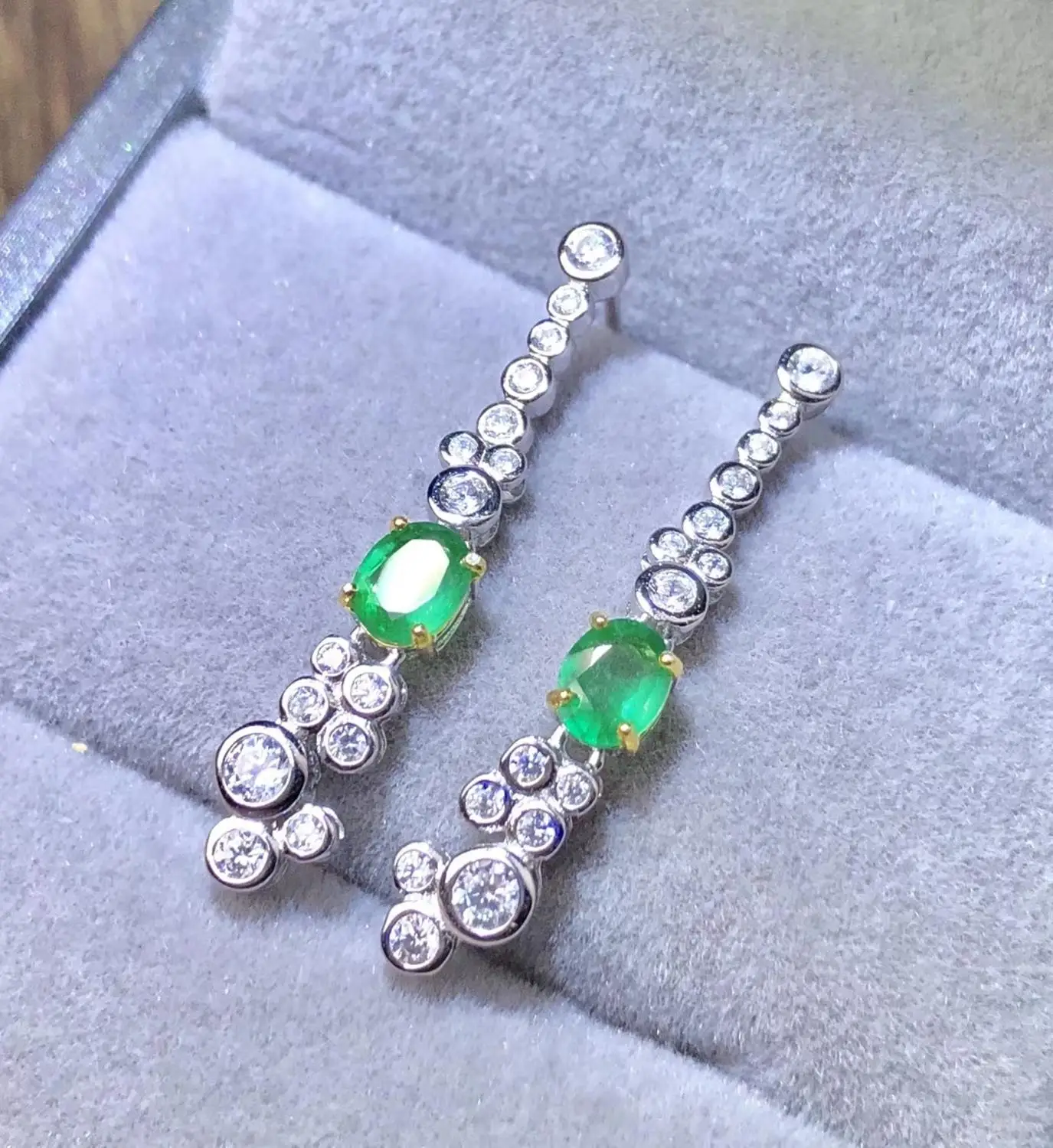Серьги-капли с натуральным зеленым изумрудом, 925 серебро, серьги с натуральным драгоценным камнем, элегантные круглые кисточки, женские вечерние ювелирные изделия в подарок